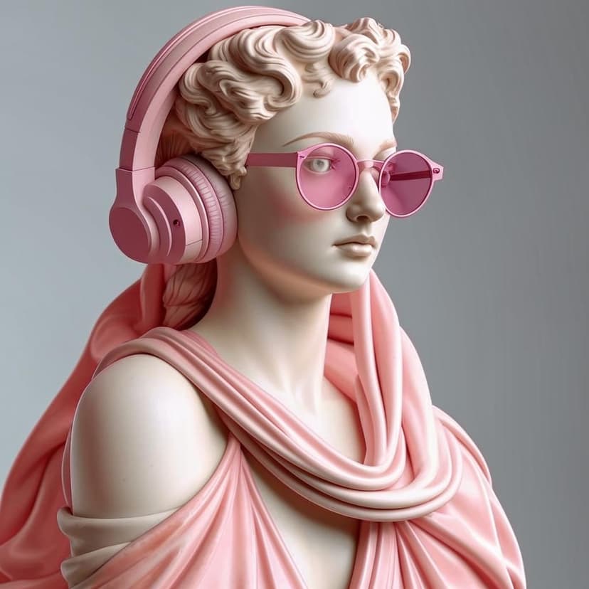 A hyper-realistic marble sculpture of a classical Greco-Roman woman