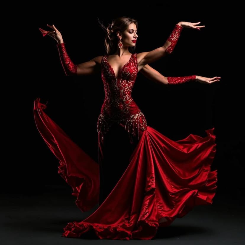 beautiful tango dancer in a red dress