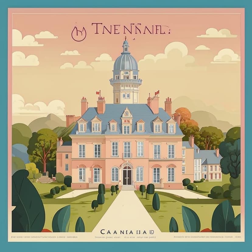 A travel poster of the Palace de Longueillé in Normandy