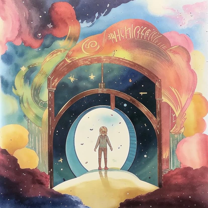 A small figure stands at the entrance of an enormous