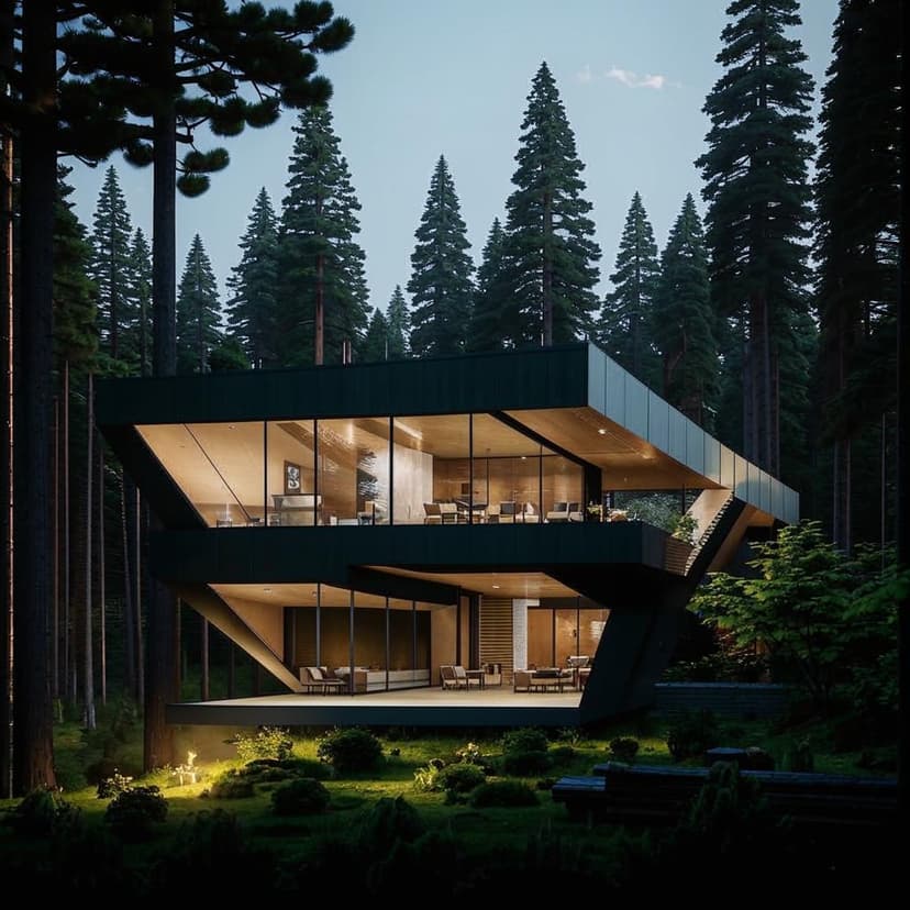 luxury modern forest cabin future