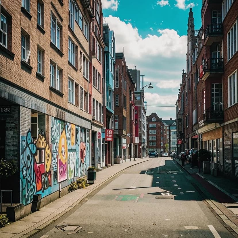 color streetphotography of summer day at Hamburg city