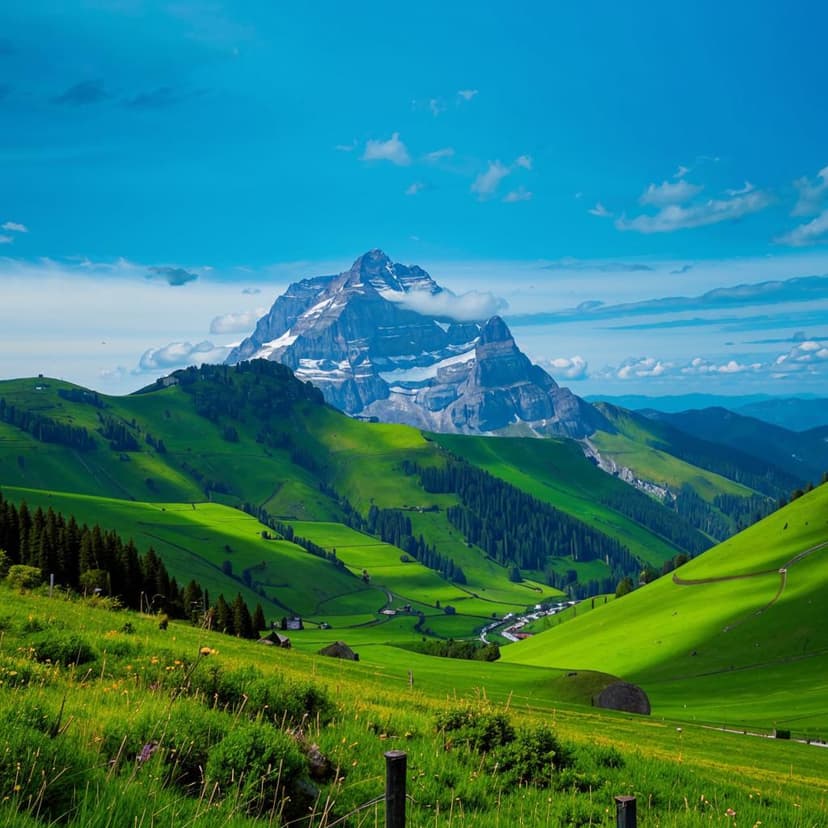 Watzmann mountain; blue sky