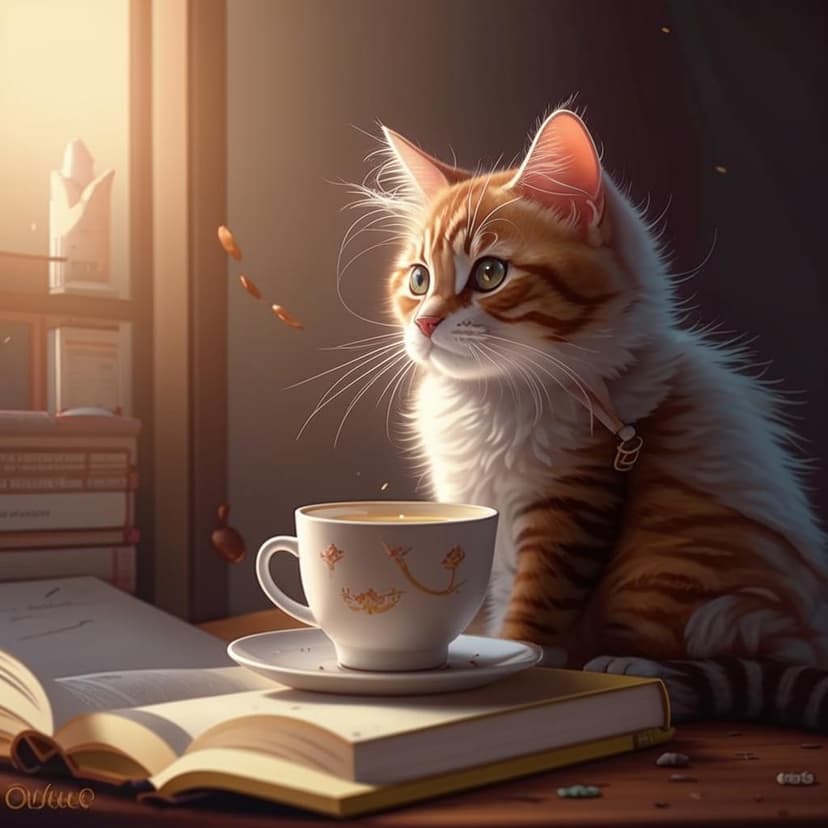 1cat sitting near the book