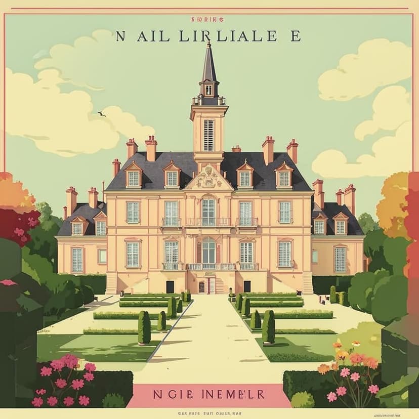 A travel poster of the Palace de Longueillé in Normandy