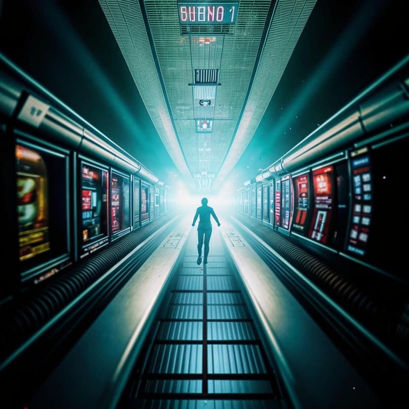 front view of a person falling on an abyss. the background is giant air tube with like an abyss the inside of an opened slot machine