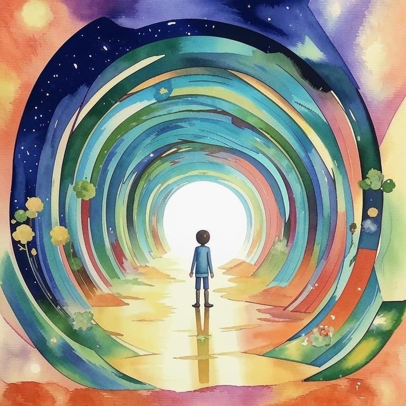 A small figure stands at the entrance of an enormous