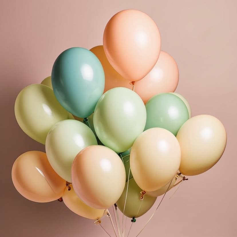 A bundle of twelve latex balloons in pastel dusk pink