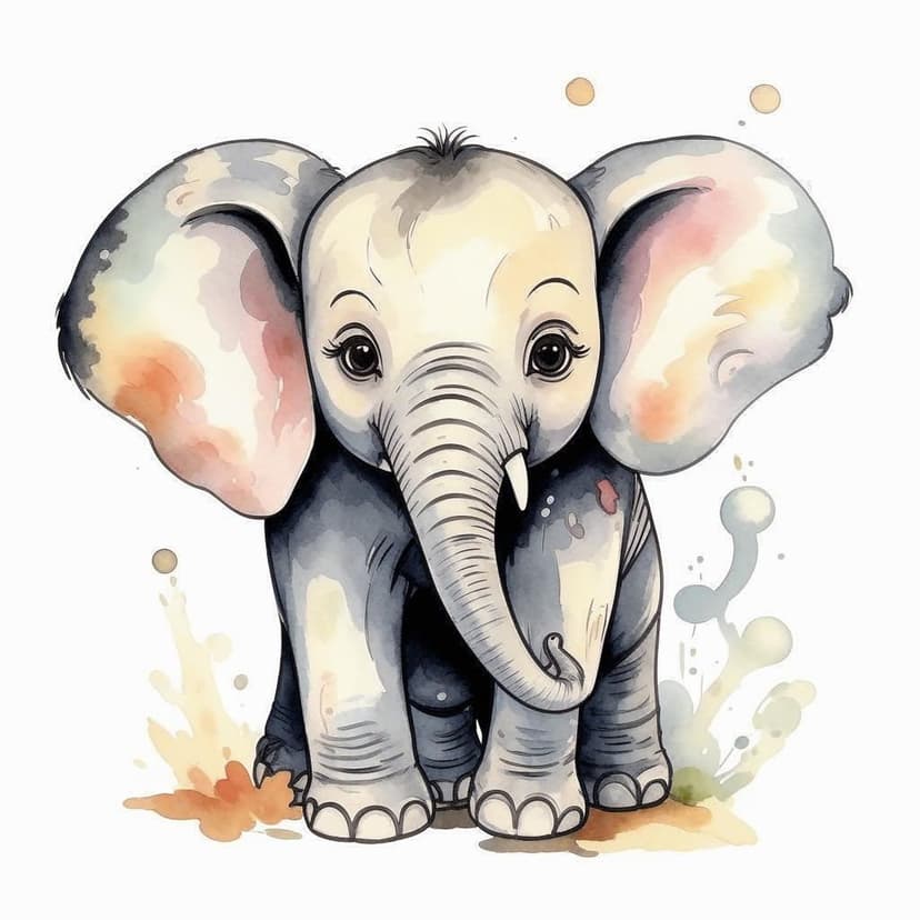 Lovely watercolor baby elephant