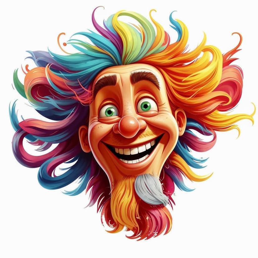 a caricature of a hippie with a goofy smirk on his face