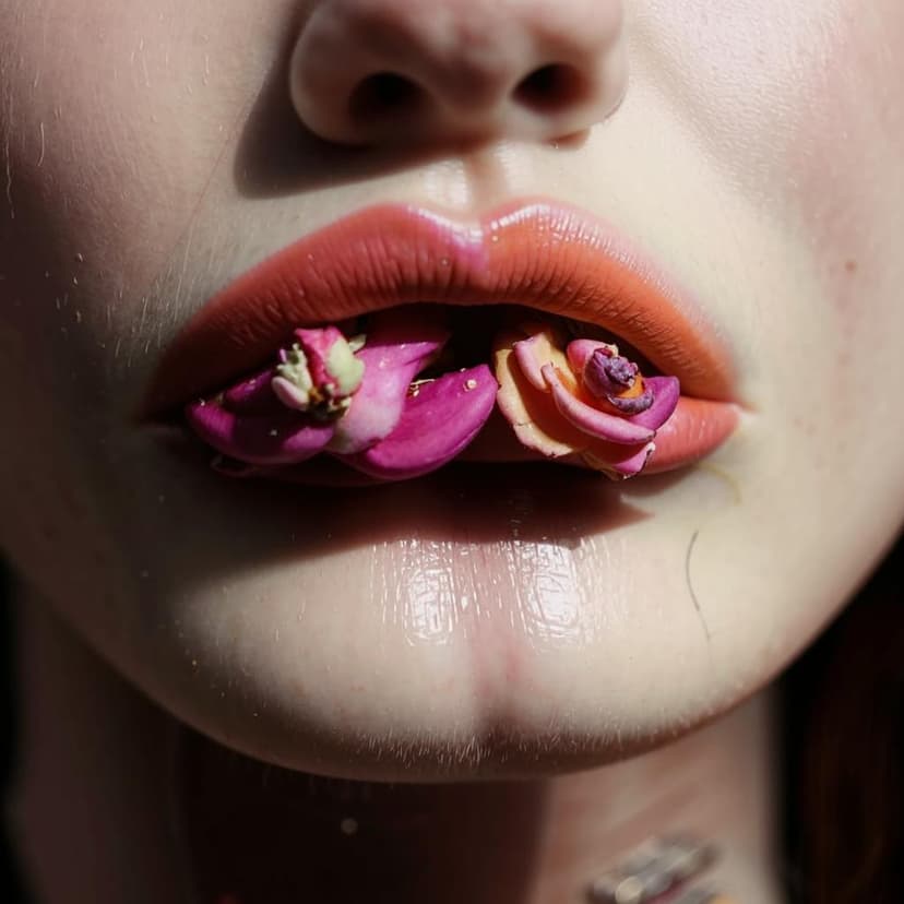 A close-up hyper realistic portrait of a woman’s lips