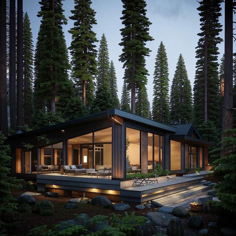 luxury modern forest cabin