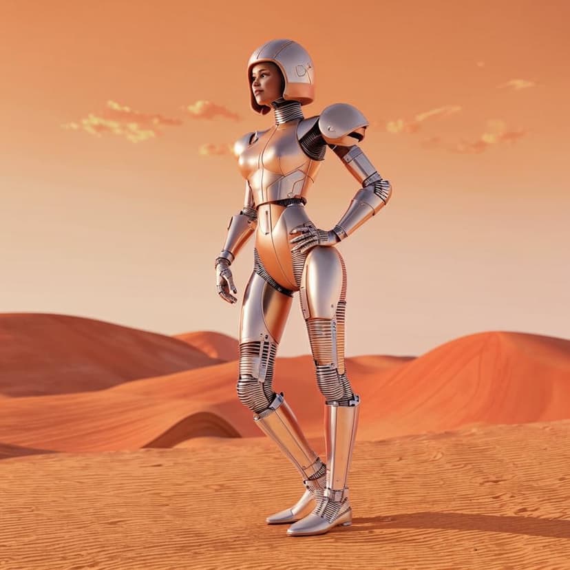 A surreal photo of an anthropomorphic robot in the style of retrofuturism