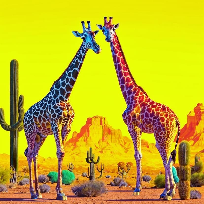 3D giraffes in the Arizona desert