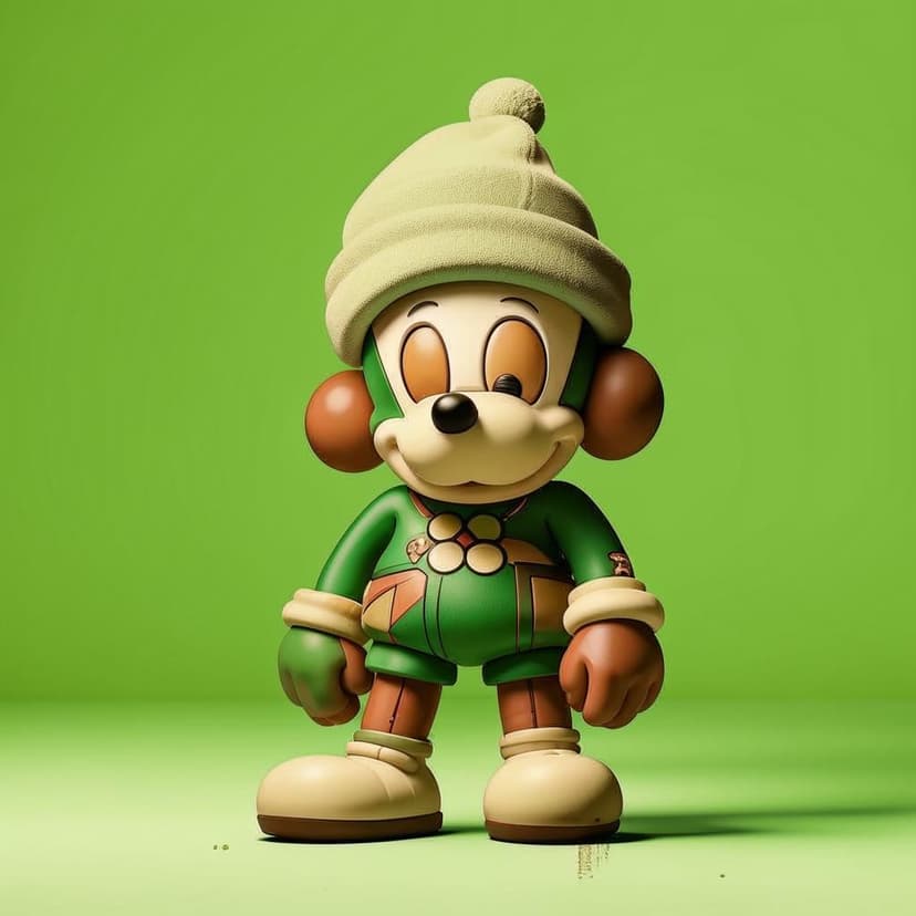 a disney cartoon scene of a KAWS character wearing a beanie
