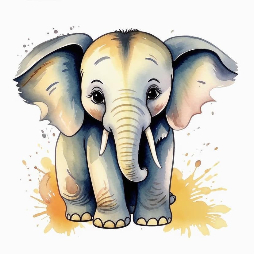 Lovely watercolor baby elephant