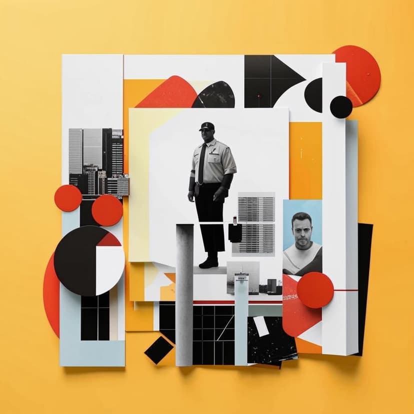 [Simple and minimal collage made from images and geometric shapes