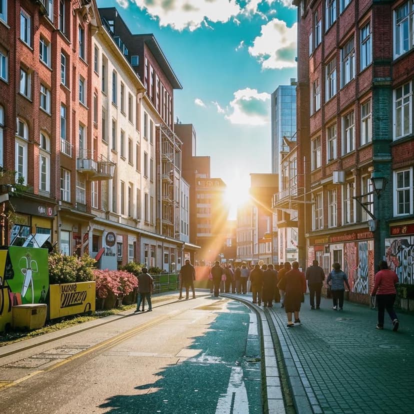 color streetphotography of summer day at Hamburg city