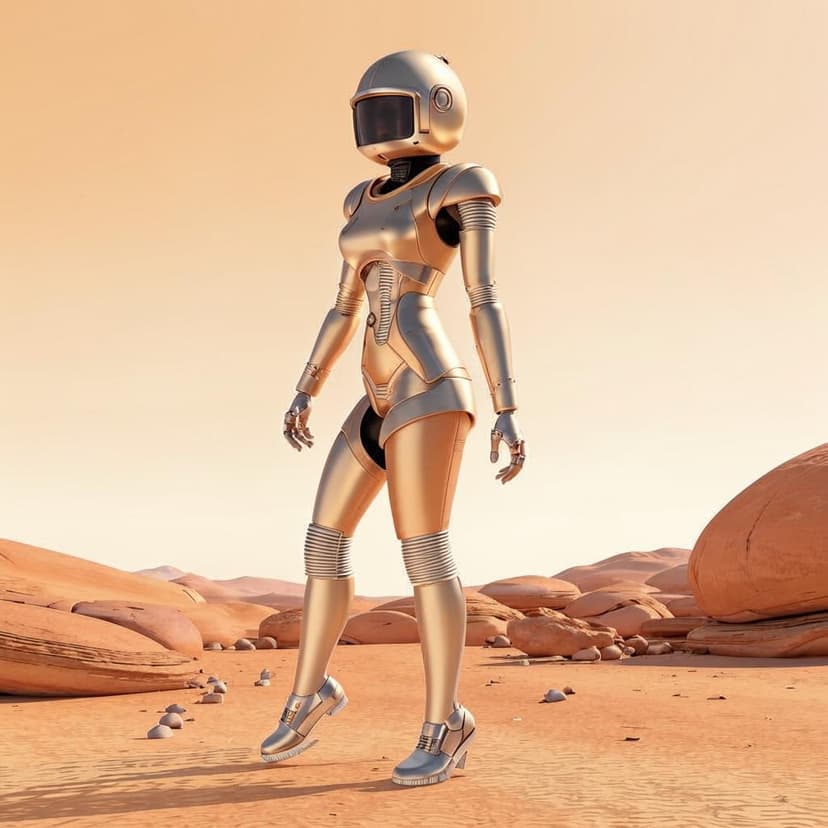 A surreal photo of an anthropomorphic robot in the style of retrofuturism