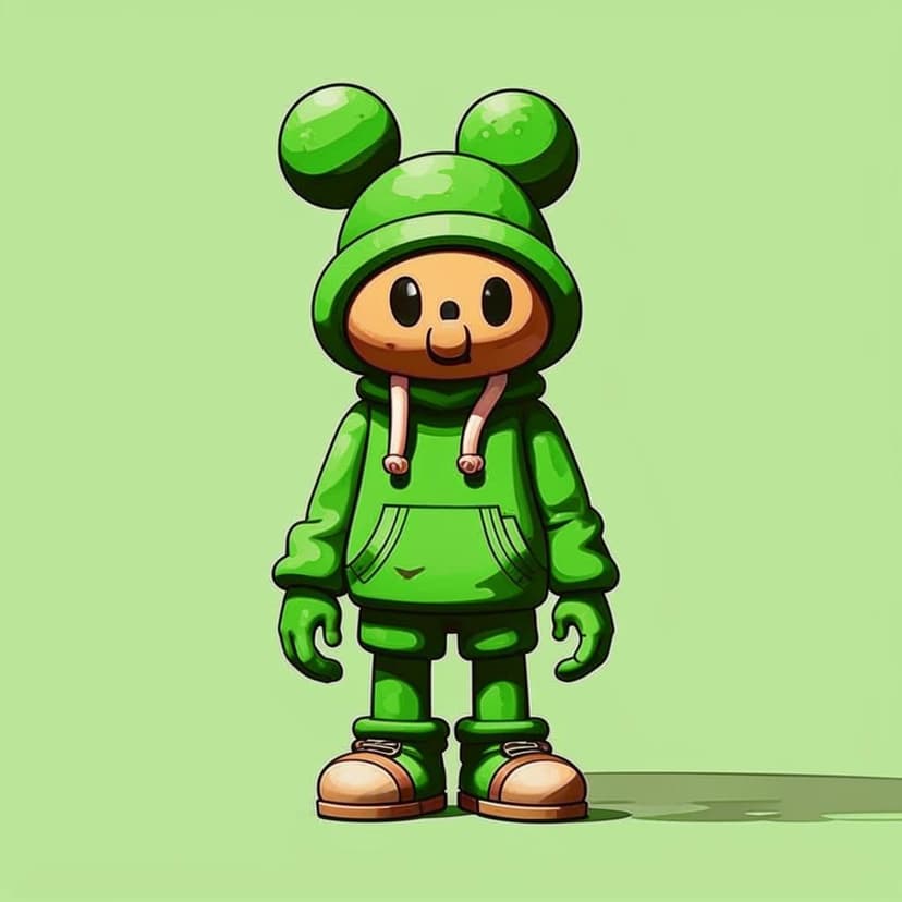 a disney cartoon scene of a KAWS character wearing a beanie