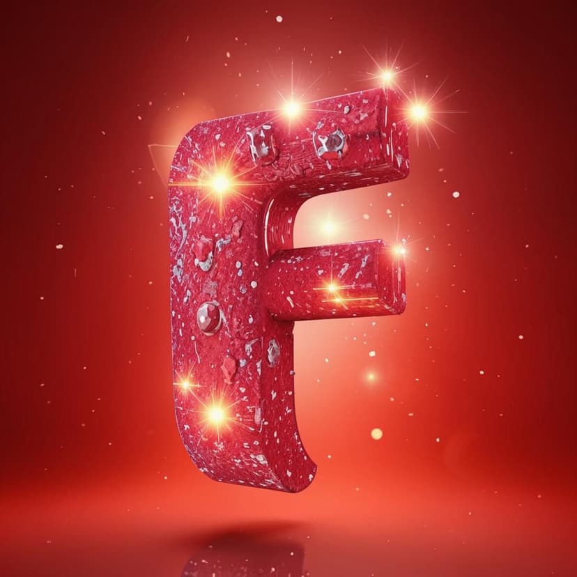 A sparkling 3D GPS ‘F’ icon adorned with rhinestones floats against a vivid red gradient backdrop