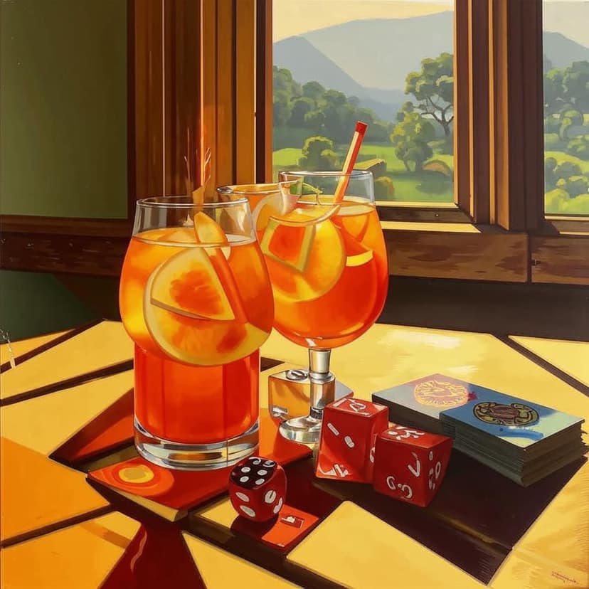 “Fairfield Porter-inspired oil painting of an Aperol spritz