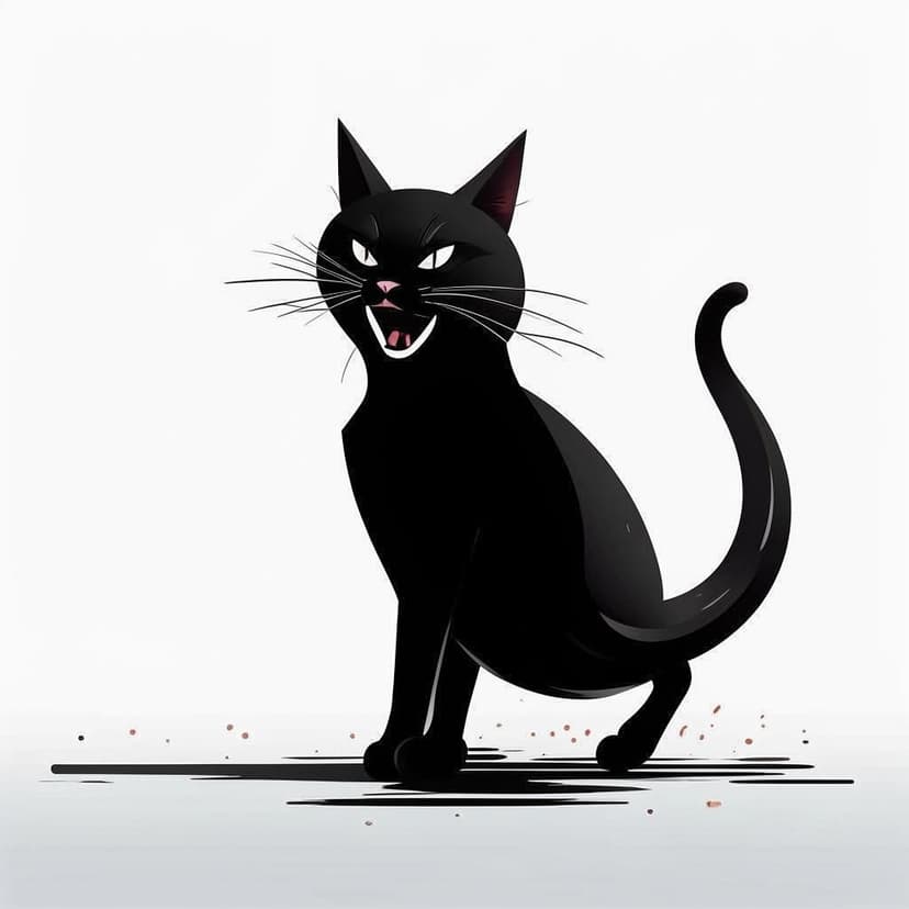 A playful black cat dances happily
