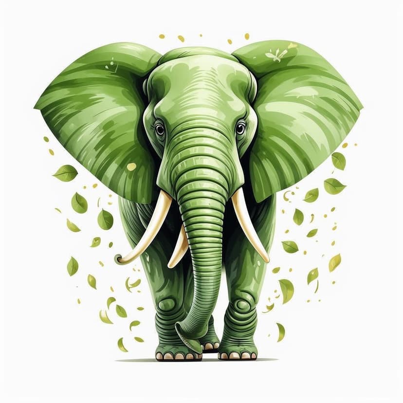 A playful 5D-style African elephant illustration for kids’ books