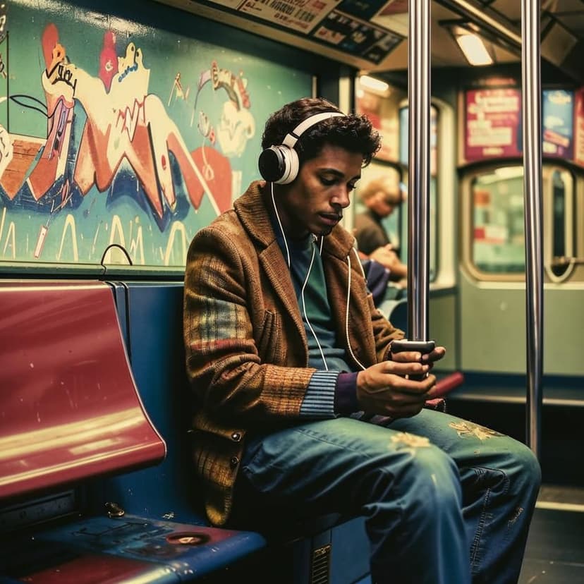 Shabazz’s 1986 NYC subway photo: a man lost in music