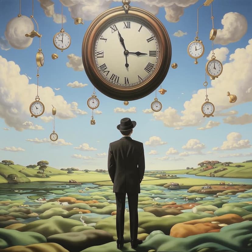 “A man stands in Magritte’s surreal ‘Persistence of Memory