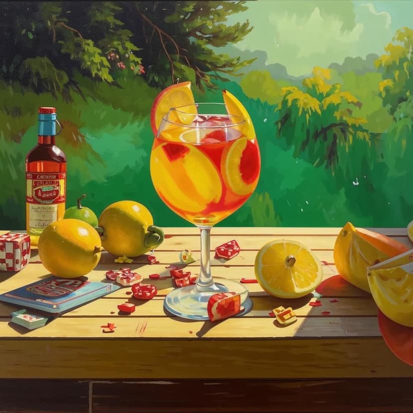 Vibrant oil painting of an Aperol spritz