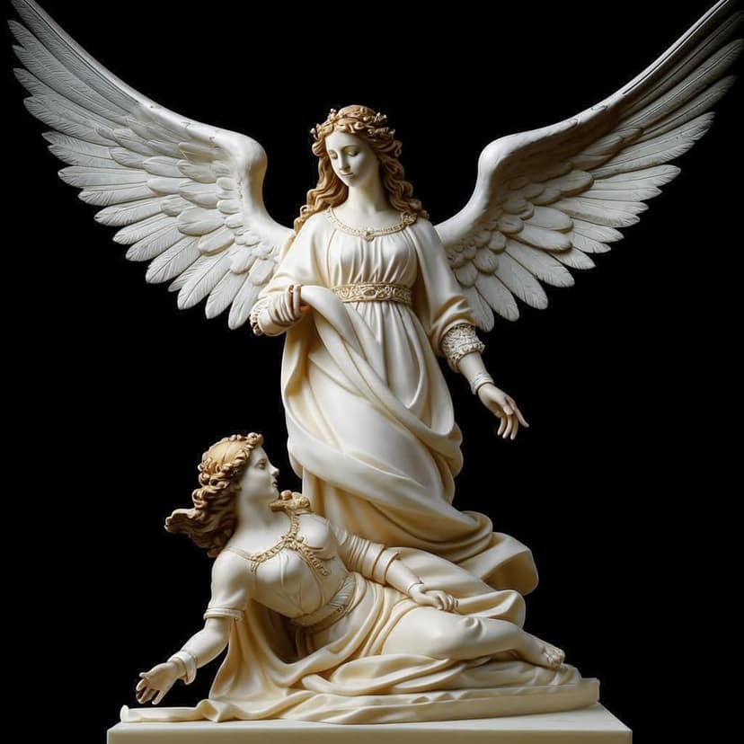 A marble Annunciation scene in Renaissance style