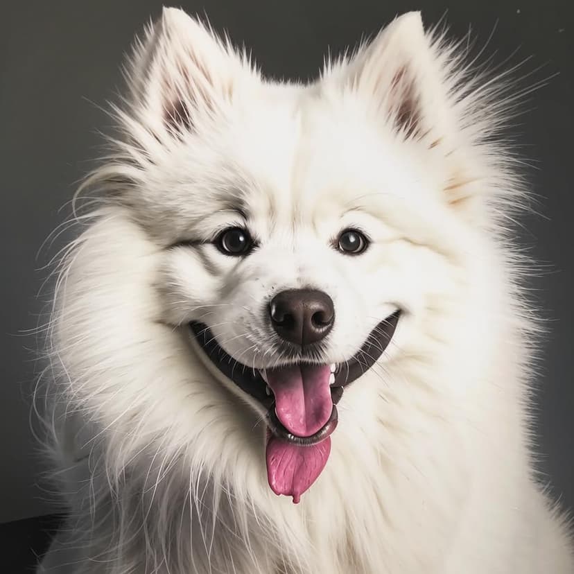 A cheerful Samoyed’s face
