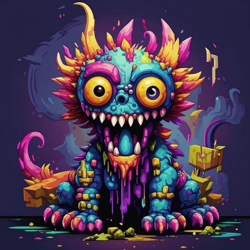 “A hand-drawn close-up of an ugly creature pet