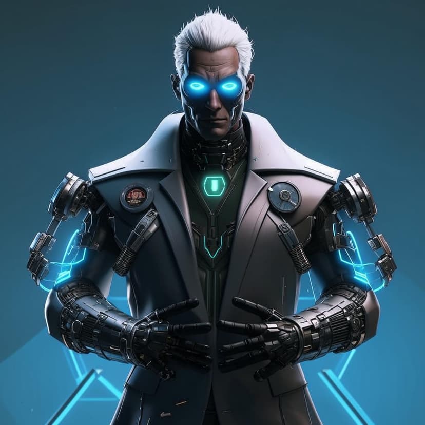 A high-tech male doctor with a cold gaze