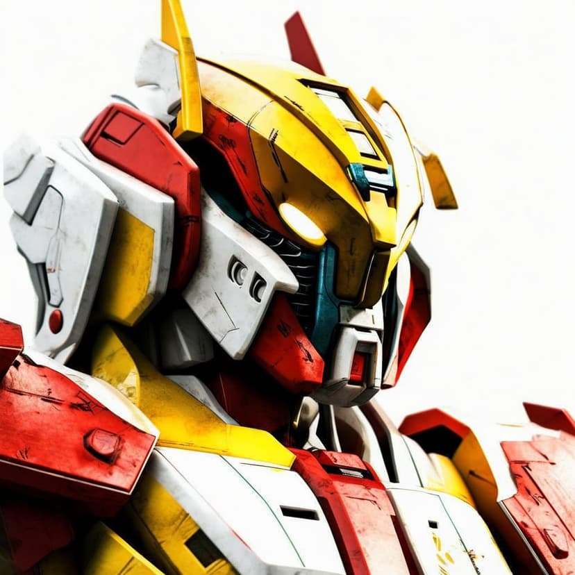 A detailed close-up of a Gundam’s head and chest
