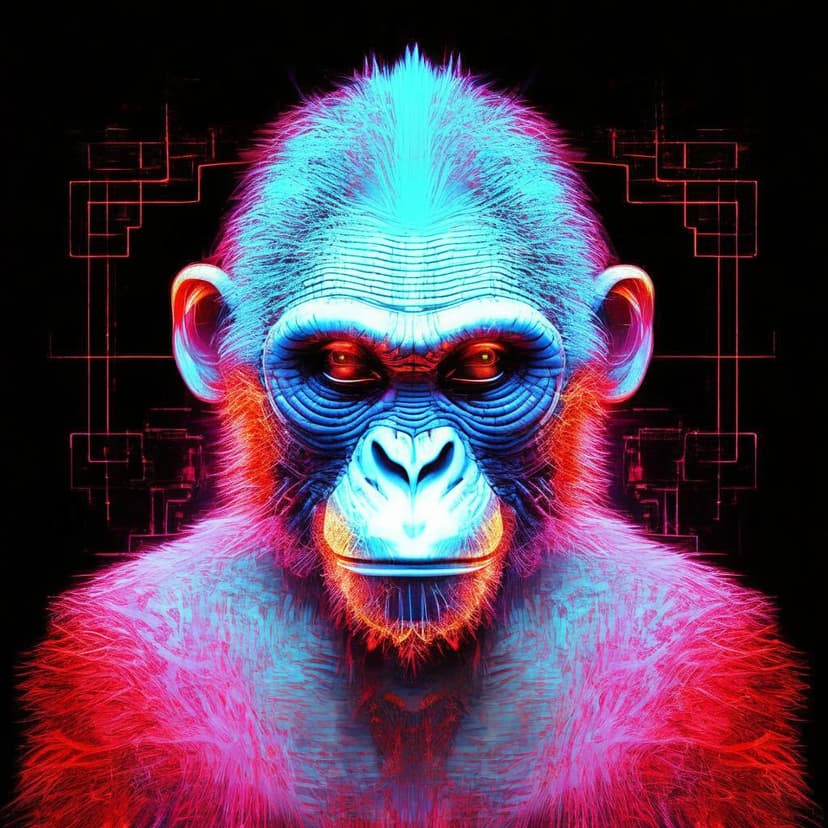 Cyber simian glows white
