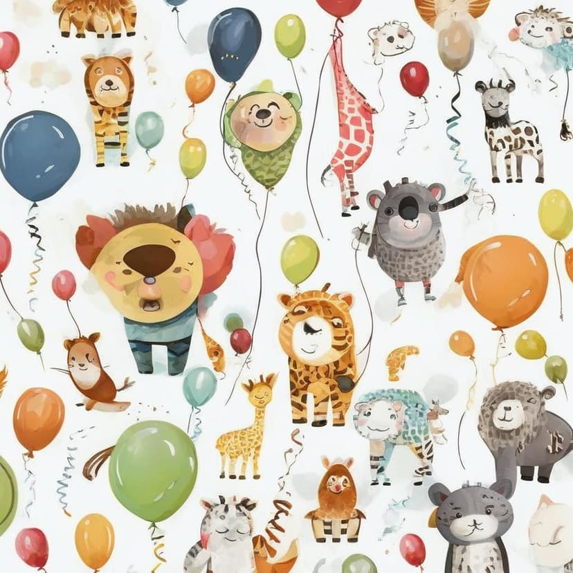 Kids’ hand-drawn zoo print with cute animals