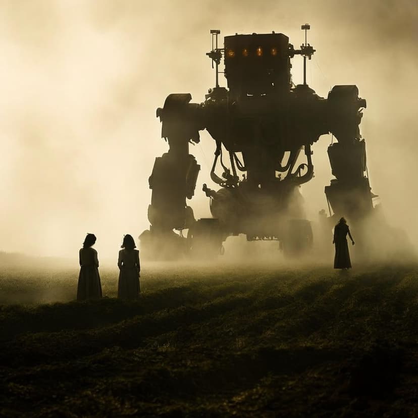 Peasant women toil in a field