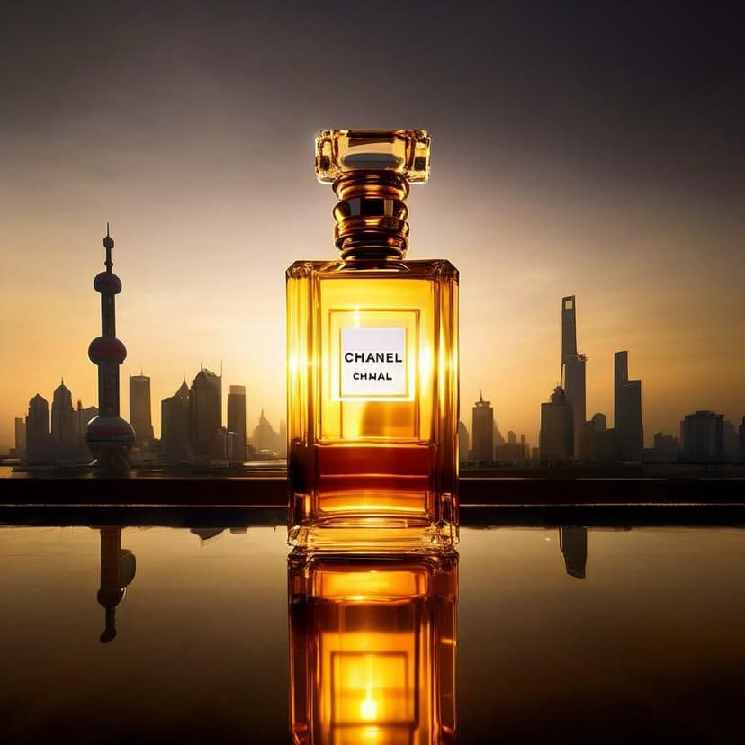 A towering CHANEL No.5 perfume bottle becomes a sleek glass pavilion