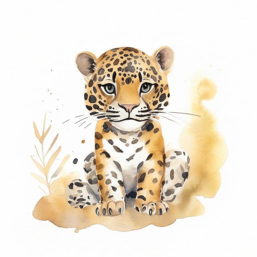 A cheerful jaguar in soft earth tones