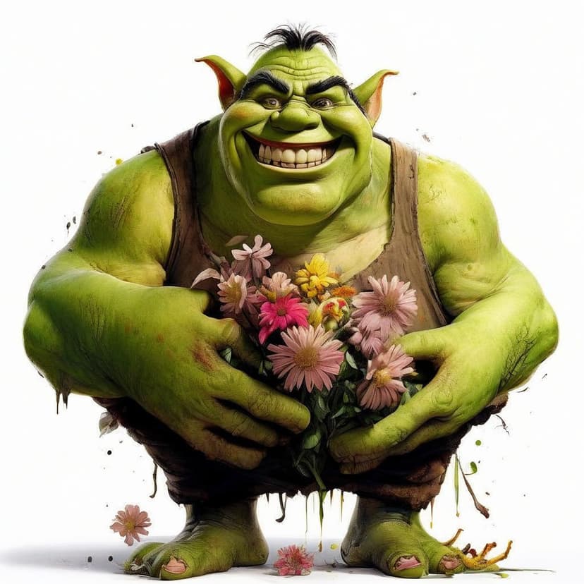 A chunky ogre with a giant