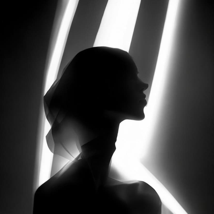 Ethereal Androgyny Monochrome Silhouette Futurist Glow Volumetric Light Prism Surrealism Hyperreal Hues Cinematic Dreamscape –v 7 –profile pp66o82