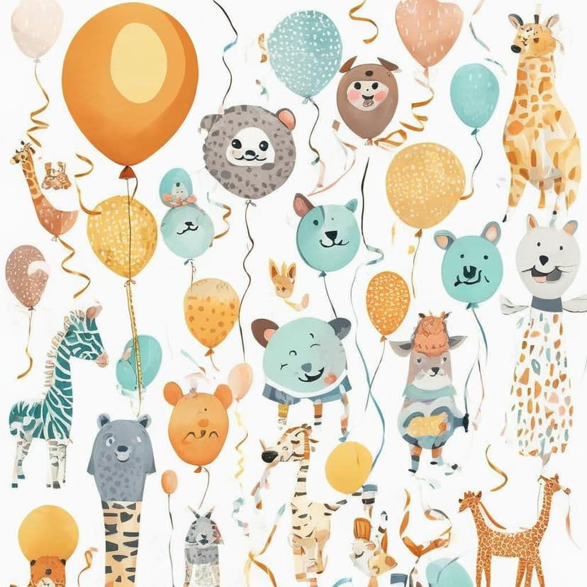 Kids’ hand-drawn zoo prints with cute animals