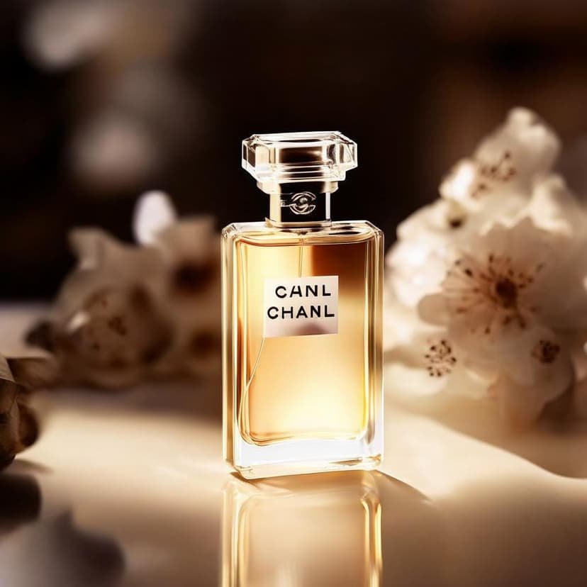 A Chanel perfume bottle in soft focus