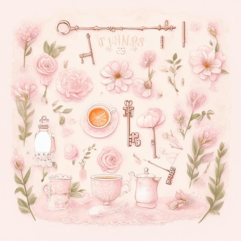A cozy cottagecore flatlay with flowers