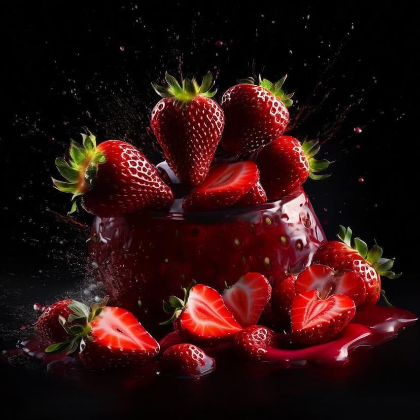 A vibrant tornado of strawberries