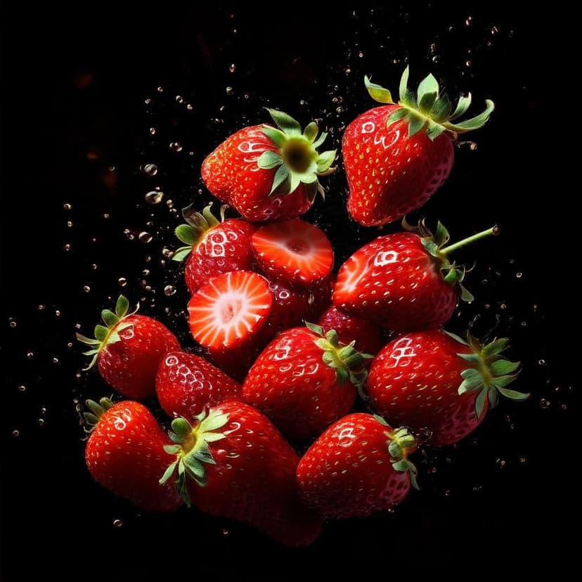 A swirling tornado of fresh strawberries