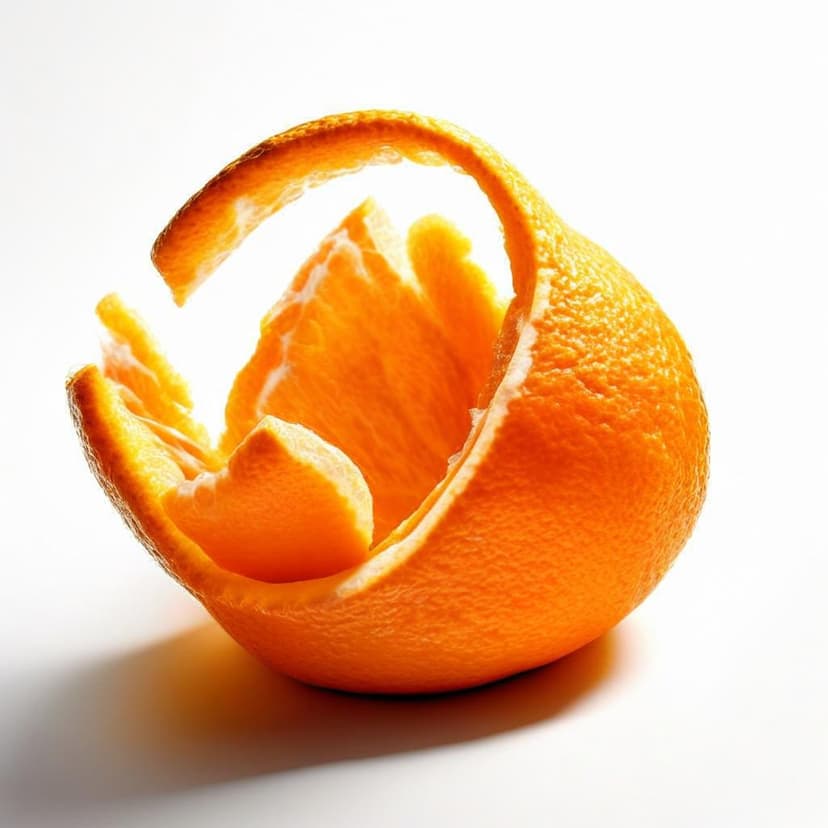 A mandarin orange spirally peeled