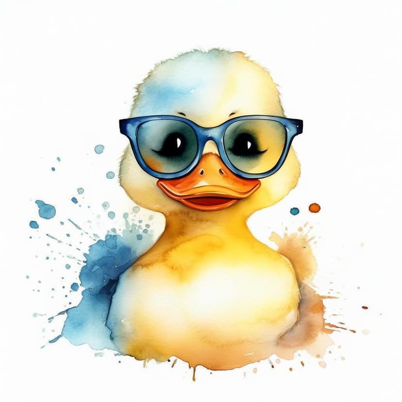 Adorable watercolor baby duck wearing sunglasses on a clean white background –v 7 –stylize 250 –profile uuon9xh (26 words)  

(Kept the key elements – cute